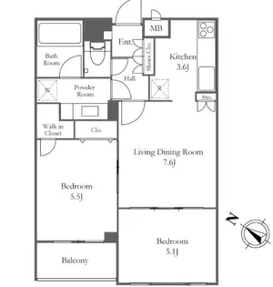 ミリアレジデンス乃木坂【2階】の間取り