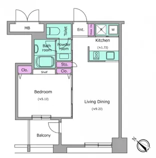 レジディア横濱馬車道【7階】の間取り