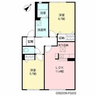 サンリッチ F棟 F【2階】の間取り