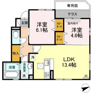 ダン・ルミエール【1階】の間取り