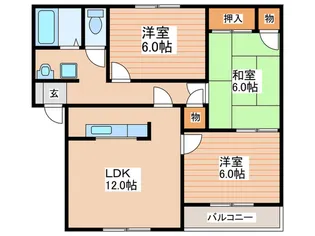 クィ-ンズコ-トA棟【2階】の間取り