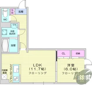 パセオプラシード連坊【1階】の間取り