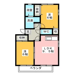 カーサソレイユ B棟【2階】の間取り