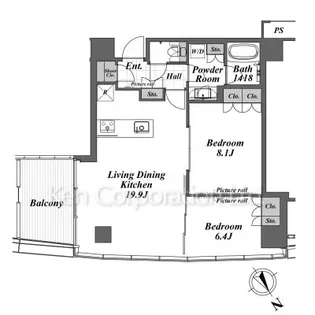 スカイハウス浜離宮【19階】の間取り