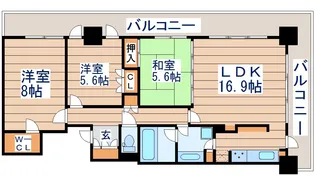 レジディアタワー仙台【18階】の間取り