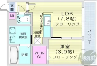 Cherisis南6条【3階】の間取り