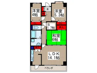 ガーデンシティ戸田【2階】の間取り
