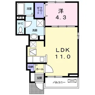ベルローゼ梅原【1階】の間取り