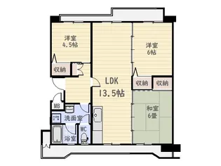 鴨池サンハイツ8号棟602号【6階】の間取り