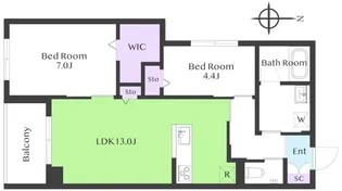 2LDKの間取り画像