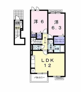 ヴィルヌーブ ネオ 壱番館【2階】の間取り