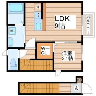 宮城県岩沼市中央3【アパート】の間取り