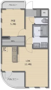 1LDKの間取り画像