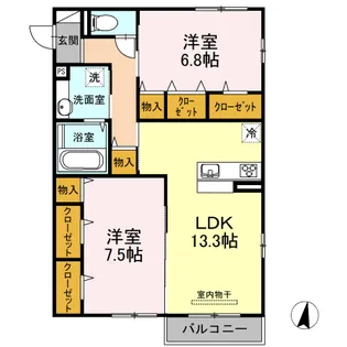 ボヌール シェソワ【2階】の間取り