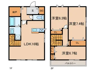 兵庫県芦屋市岩園町【一戸建】の間取り