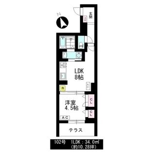 Asset Court立川富士見B棟【1階】の間取り