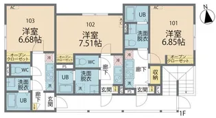 カインドネス本厚木ガーデンIII【1階】の間取り