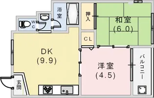 芦屋第一コーポラス【2階】の間取り