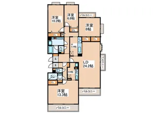 コスモフォーラム多摩2号棟【3階】の間取り