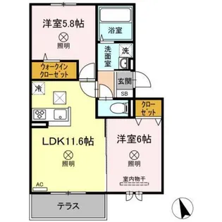 Sinfaria HARAOSHIMA B棟【1階】の間取り