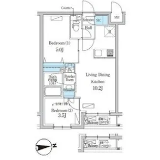 デュオフラッツ千歳船橋【1階】の間取り
