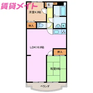 ユーミーマンション加藤D棟【2階】の間取り