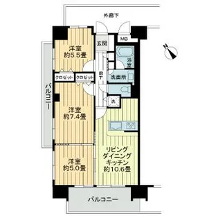 クレール牛田本町【11階】の間取り