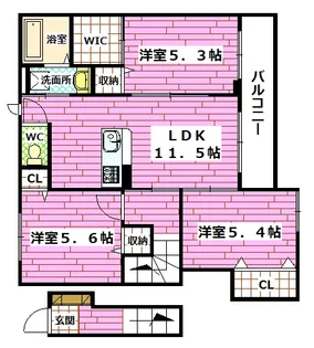 シャーメゾンあき【2階】の間取り