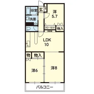 スカイハイツ楠【1階】の間取り