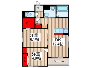 エミシア川口領家【1階】の間取り