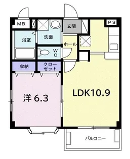 ベル・ソレイユB【3階】の間取り