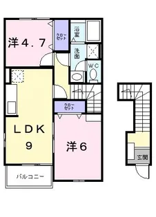 スカイハイツC【2階】の間取り