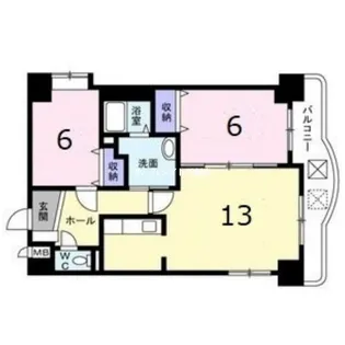 ライトリバー参番館【6階】の間取り