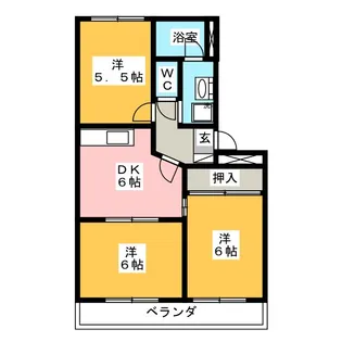 L,Louise松坂【3階】の間取り