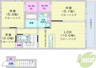 トリシア中條A【2階】の間取り