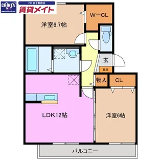 リビングタウン鈴鹿旭が丘 A棟【1階】の間取り