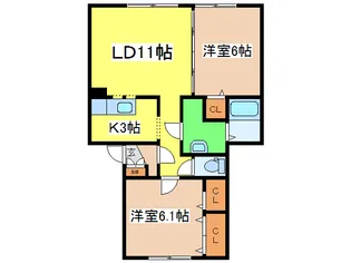 コーポブレーメンA館【2階】の間取り
