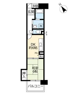 1DKの間取り画像