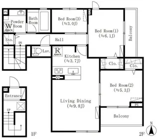 東京都新宿区愛住町【一戸建】の間取り