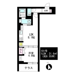 Asset Court立川富士見B棟【1階】の間取り