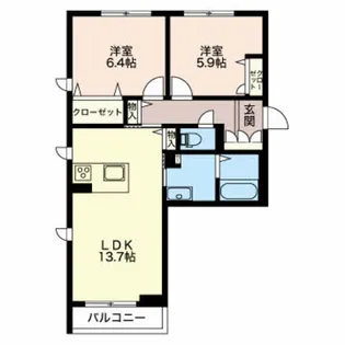 グレイスコート今朝白 B【1階】の間取り