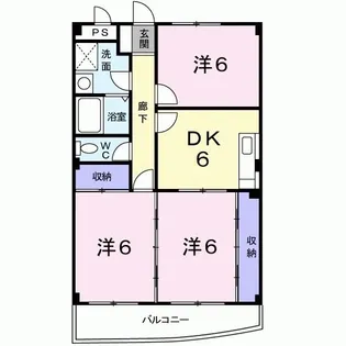 ツインハイツA【3階】の間取り