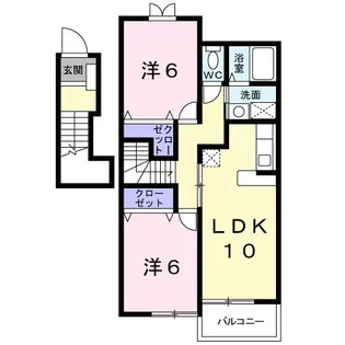 トワ ハピネス 白河 B【2階】の間取り