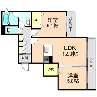 ベレオ北桜塚【2階】の間取り
