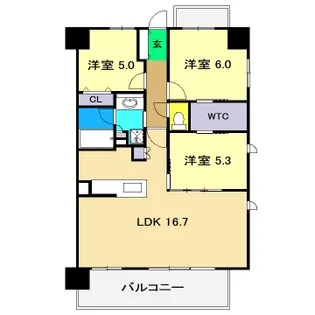 レーベンはりまや橋 MID COURT【4階】の間取り