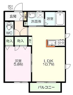 サニーフラット【1階】の間取り