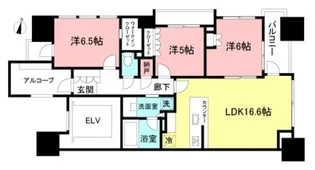 クラッシィハウス芝浦【17階】の間取り