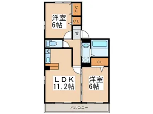 ル・クラ-ジュ【1階】の間取り