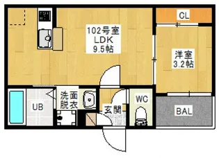 Regalest Terrace 下伊福【1階】の間取り