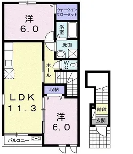 ミモザヴィレッジ弐番館【2階】の間取り